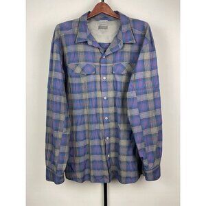 Columbia Navy Gray Red Plaid Vented Long Sleeve Collared OmniShade Shirt Size XL